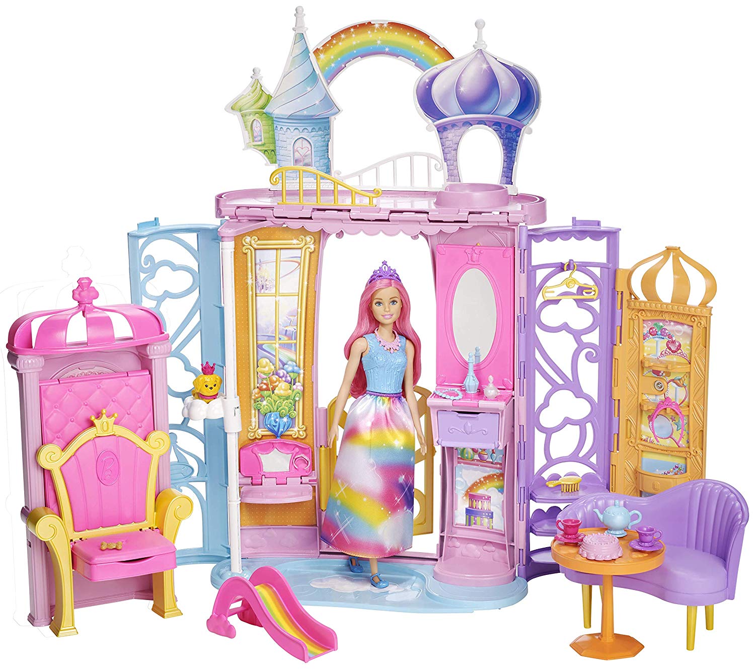 Mattel Barbie Dream Magic Rainbow Kingdom Castle And Doll