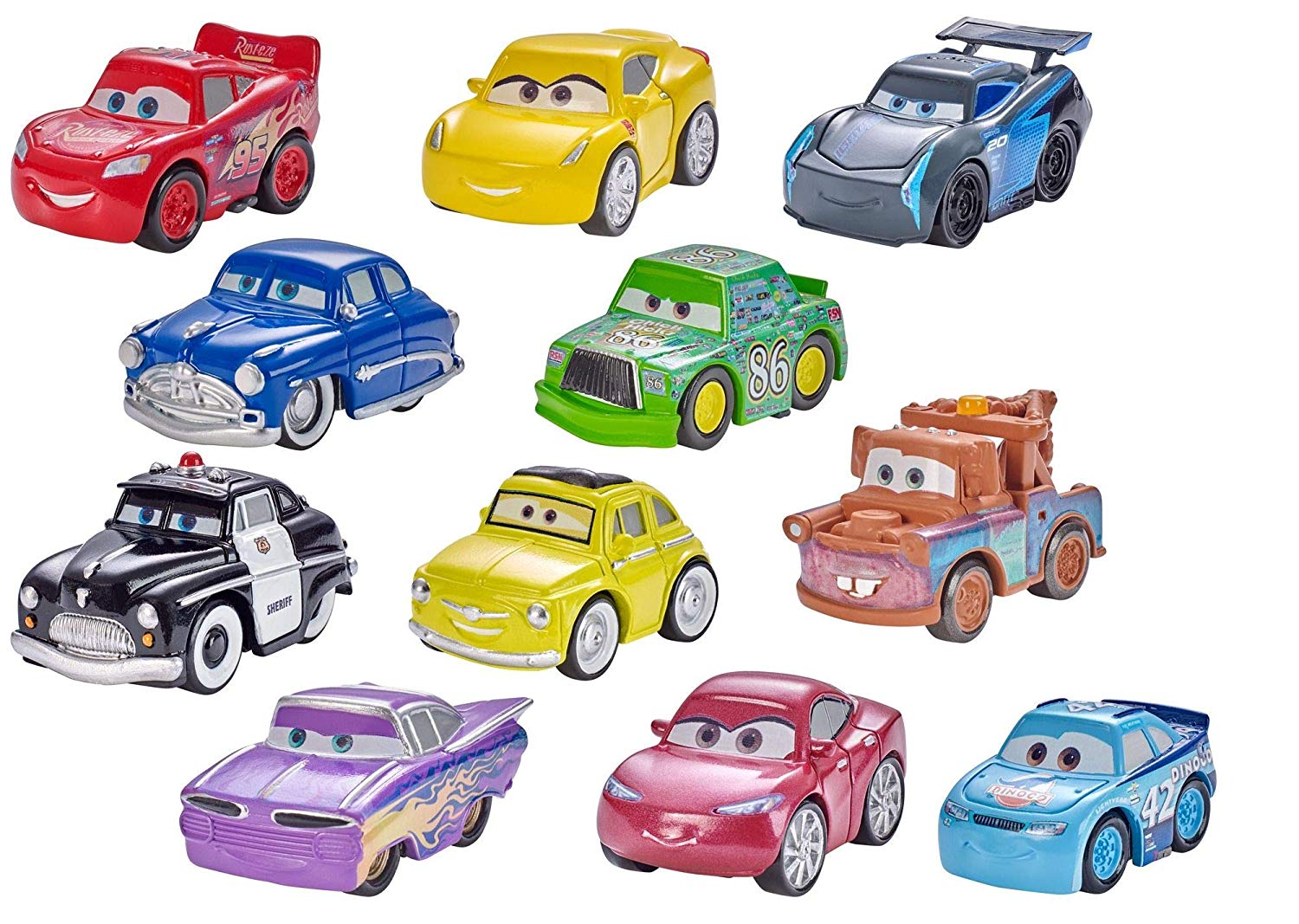 Mattel Disney Cars FBG74 – 1 Mini Racer Vehicle, 1 Poster, Assorted Colours
