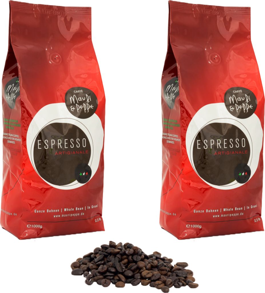 Mauri&Peppe Espresso 2x 1kg coffee beans Coffee Cappuccino Latte Macchiato