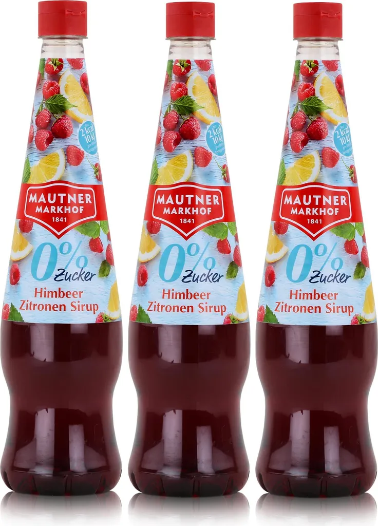 Mautner Getränkesirup Himbeer Zitrone 0% Zucker 0,7L - Softdrink (3er Pack)