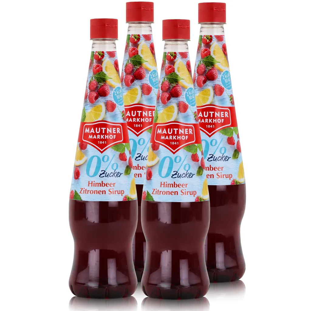 Mautner Getränkesirup Himbeer Zitrone 0% Zucker 0,7L - Softdrink (4er Pack)