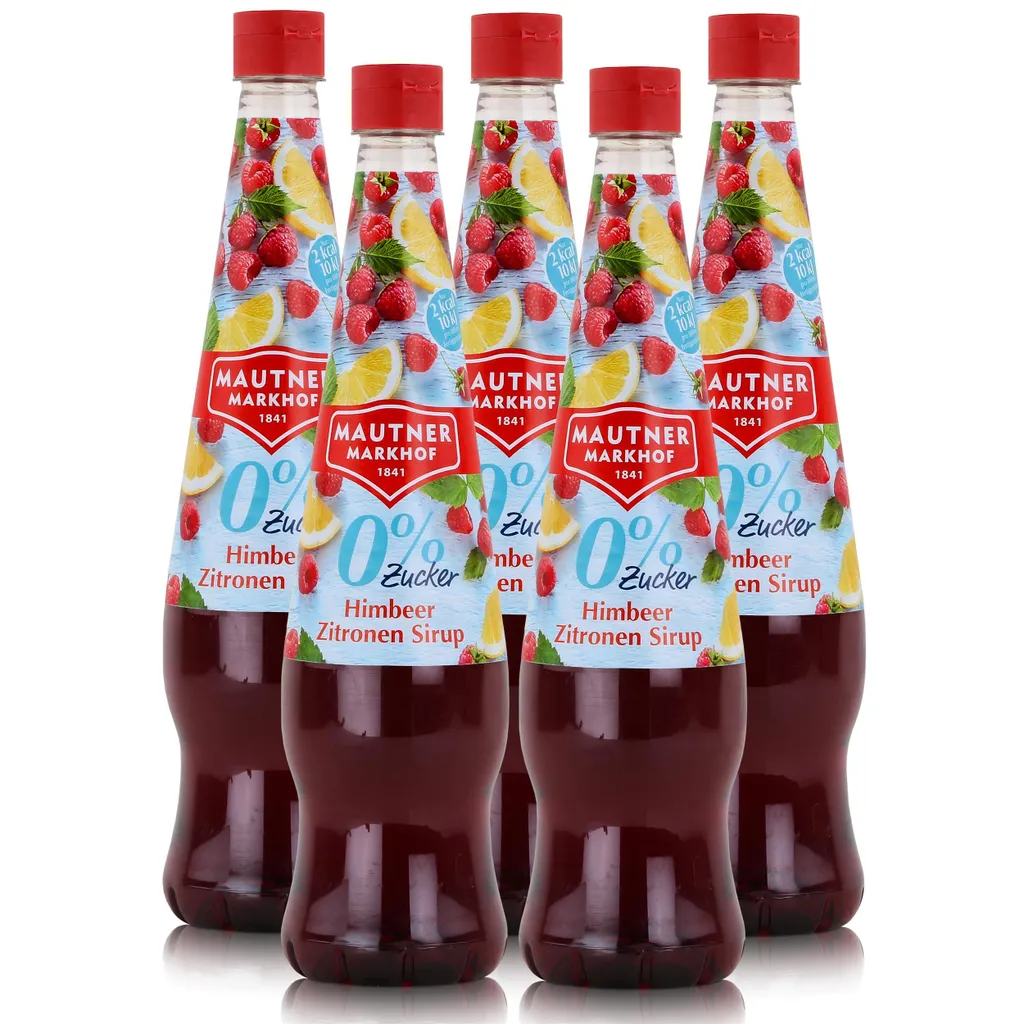 Mautner Getränkesirup Himbeer Zitrone 0% Zucker 0,7L - Softdrink (5er Pack)