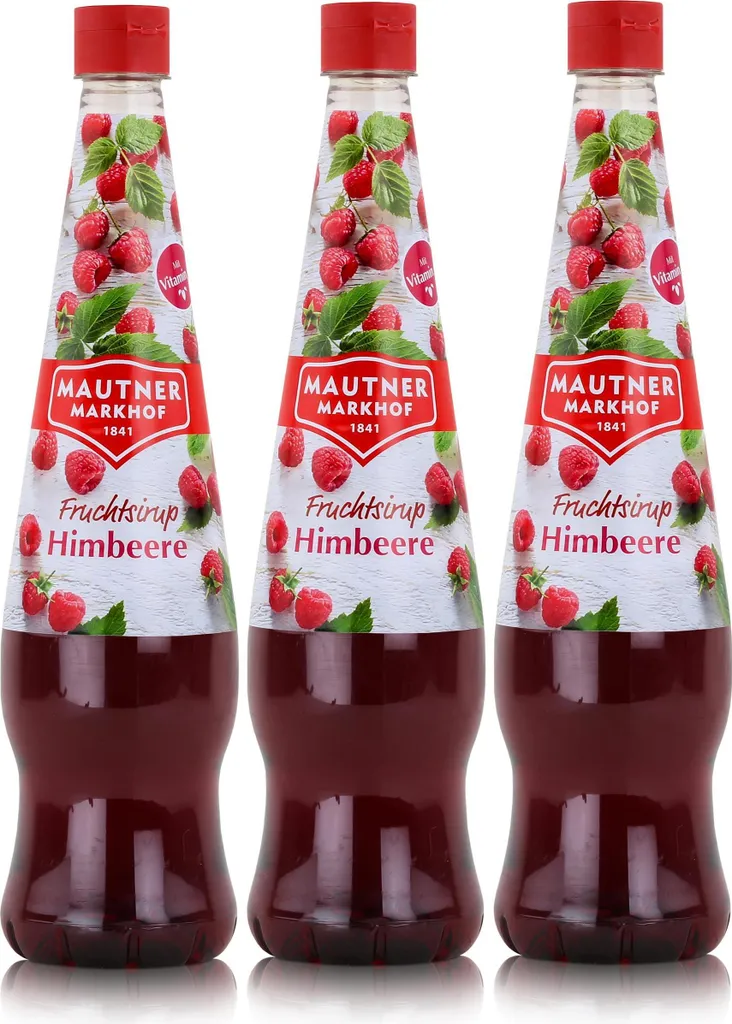 Mautner Getränkesirup Himbeere 0,7L - Softdrink, Cocktails (3er Pack)