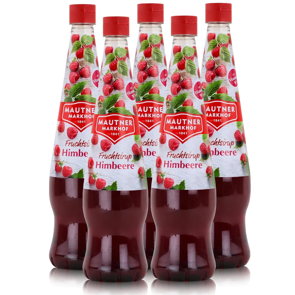 Mautner Getränkesirup Himbeere 0,7L - Softdrink, Cocktails (5er Pack)