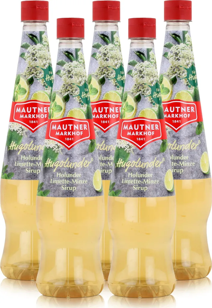 Mautner Getränkesirup Holunder Limette-Minze 0,7L - Softdrink (5er Pack)