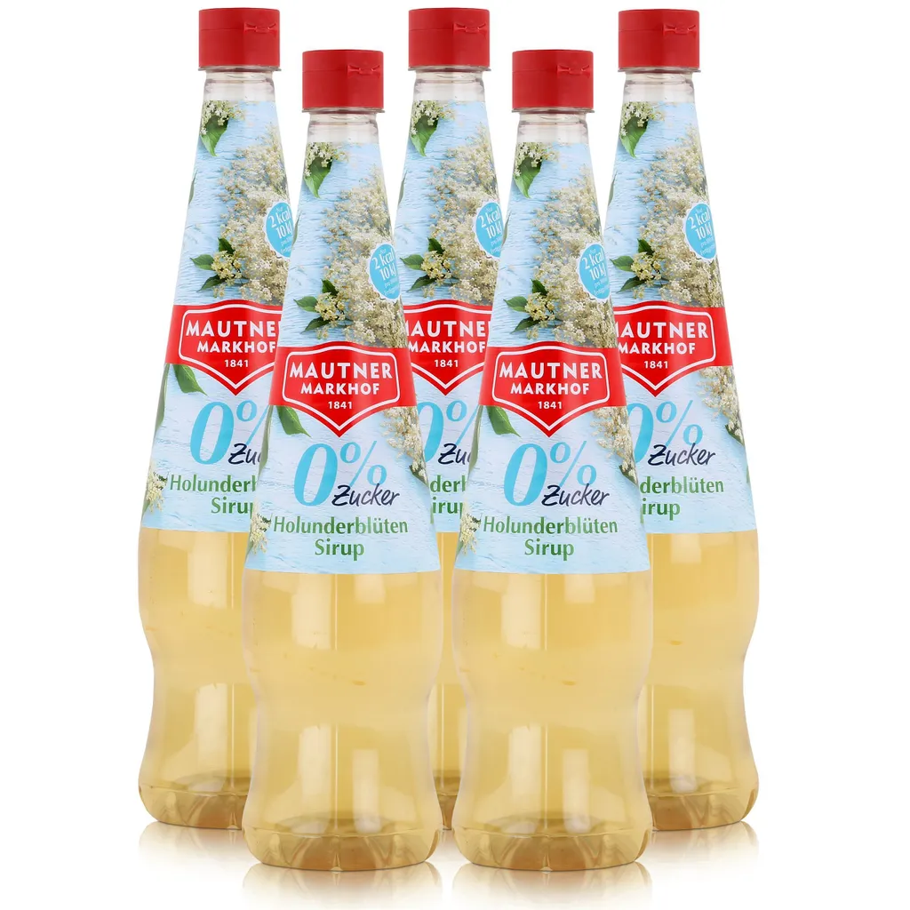 Mautner Getränkesirup Holunderblüte 0% Zucker 0,7L - Softdrink (5er Pack)