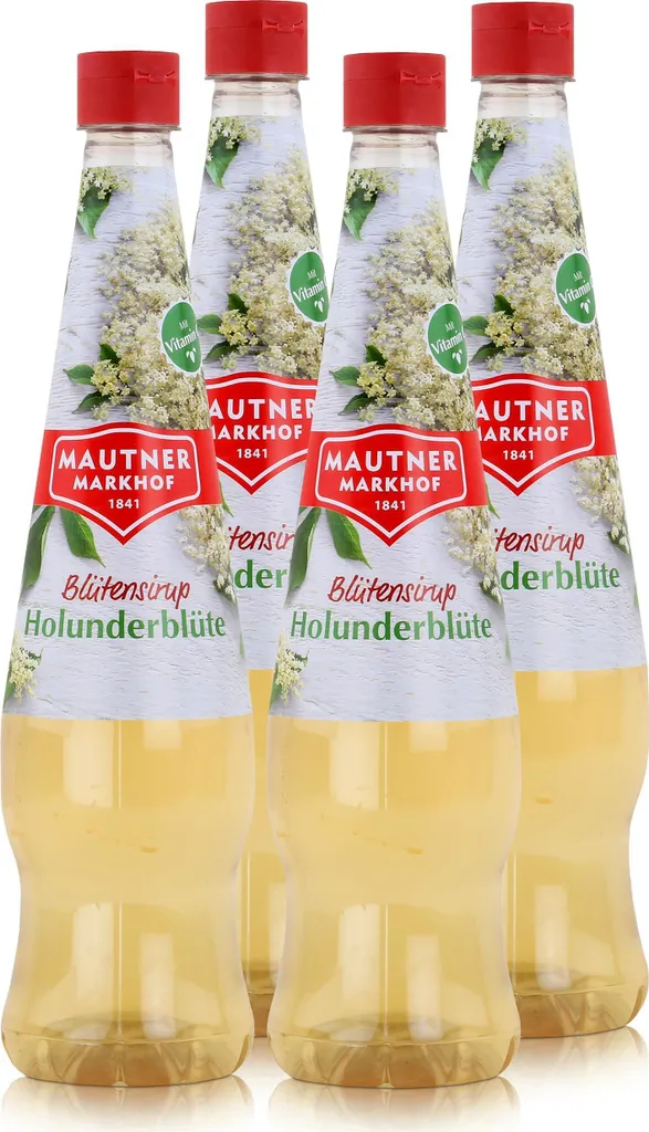 Mautner Getränkesirup Holunderblüte 0,7L - Softdrink, Cocktails (4er Pack)