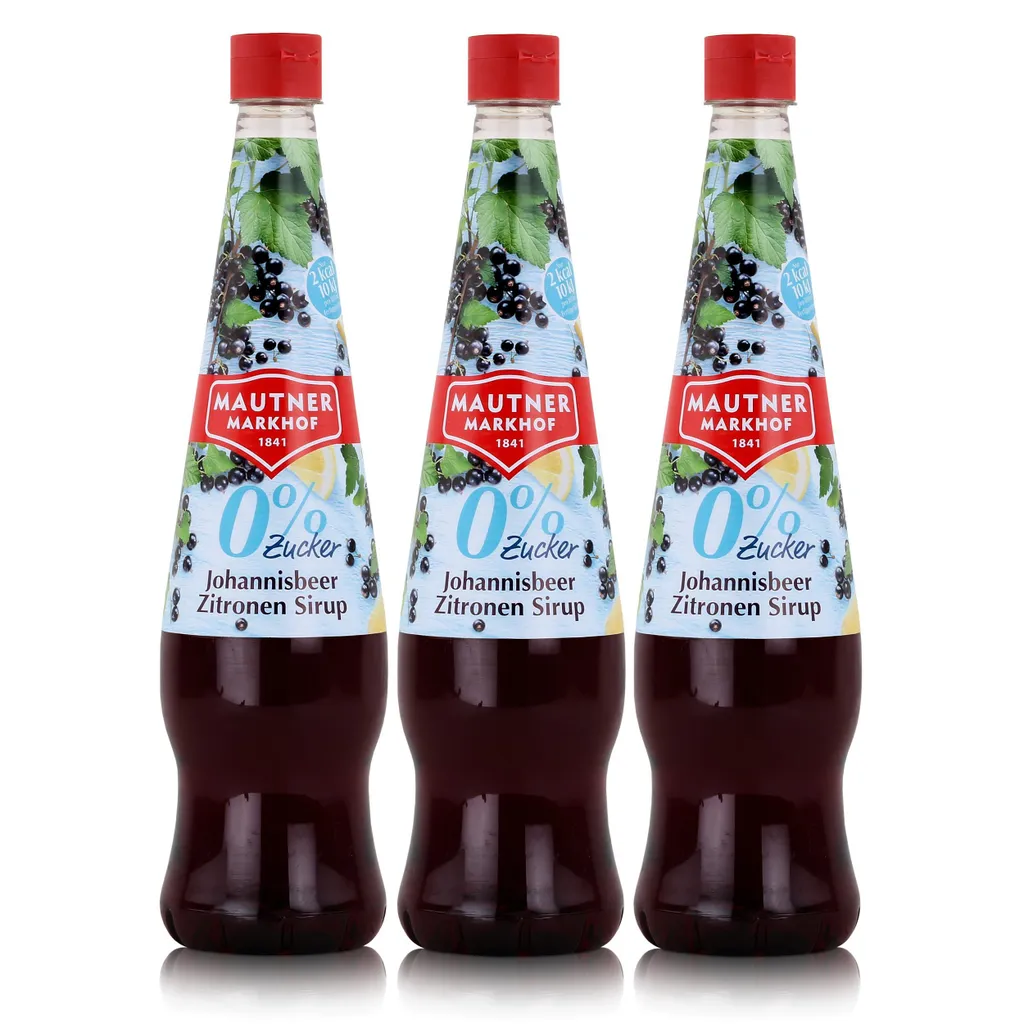 Mautner Getränkesirup Johannisbeer Zitrone 0% Zucker 0,7L - Softdrink (3er Pack)