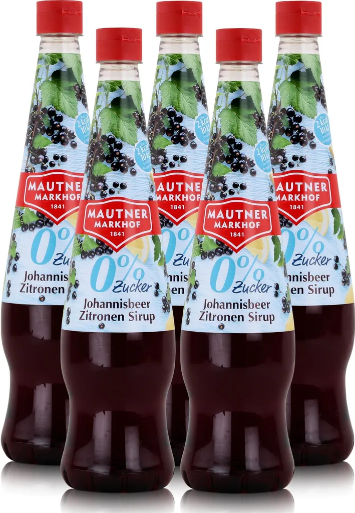 Mautner Getränkesirup Johannisbeer Zitrone 0% Zucker 0,7L - Softdrink (5er Pack)