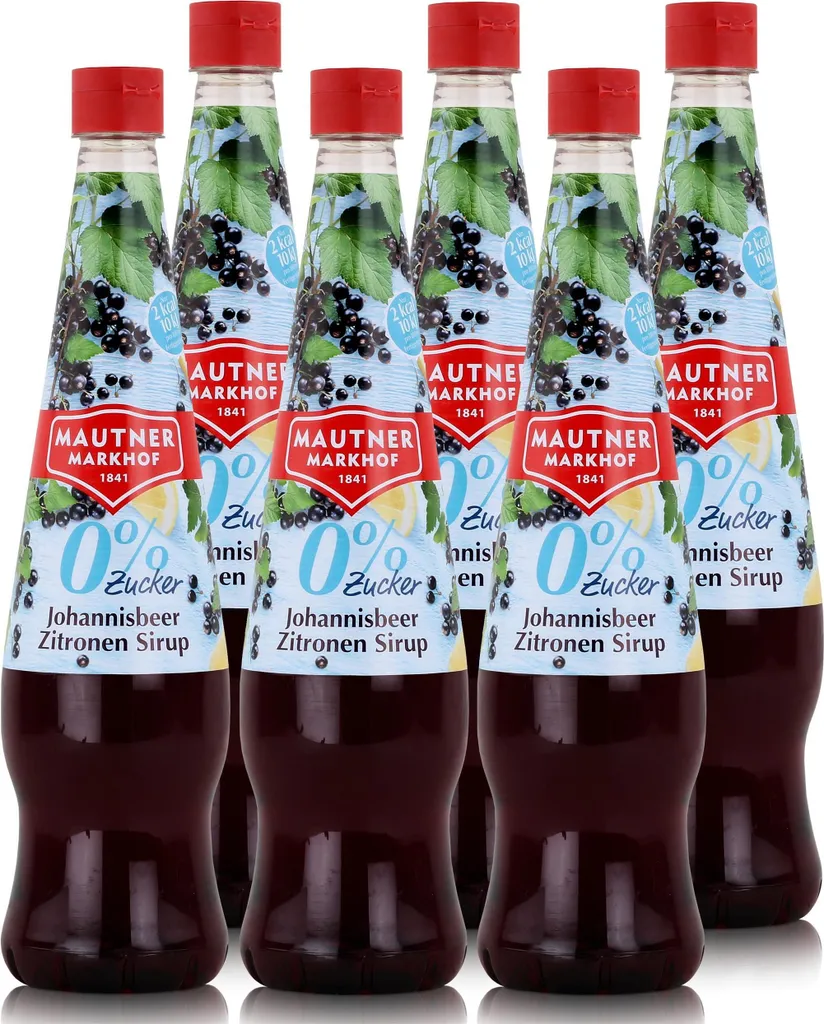 Mautner Getränkesirup Johannisbeer Zitrone 0% Zucker 0,7L - Softdrink (6er Pack)