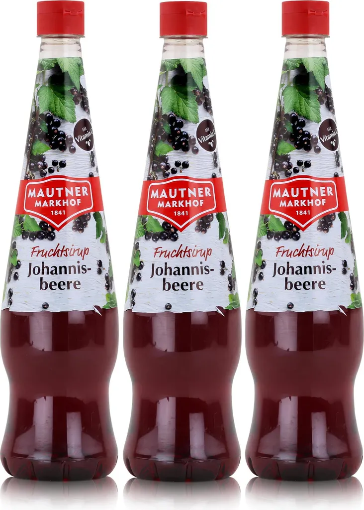 Mautner Getränkesirup Johannisbeere 0,7L - Softdrink, Cocktails (3er Pack)