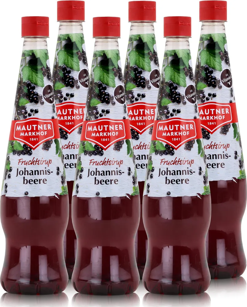 Mautner Getränkesirup Johannisbeere 0,7L - Softdrink, Cocktails (6er Pack)
