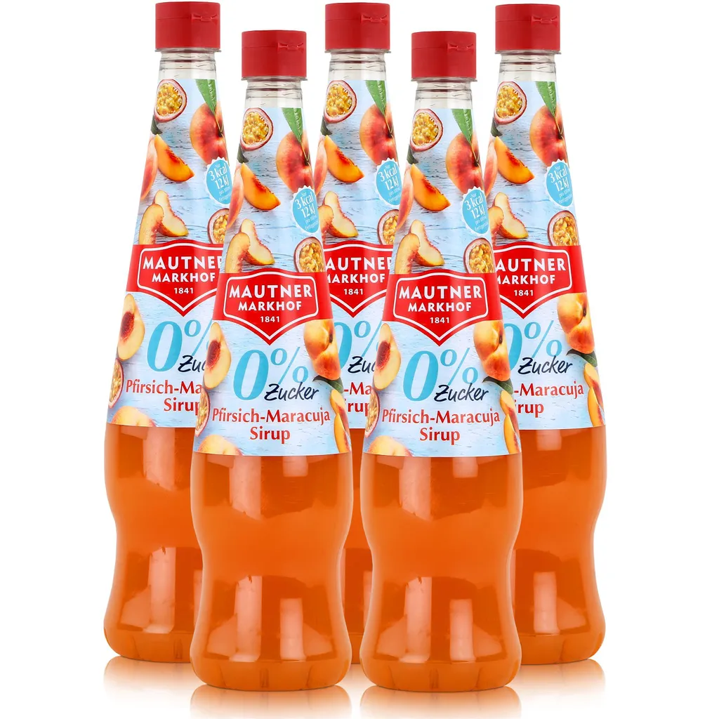Mautner Getränkesirup Pfirsich-Maracuja 0% Zucker 0,7L - Softdrink (5er Pack)
