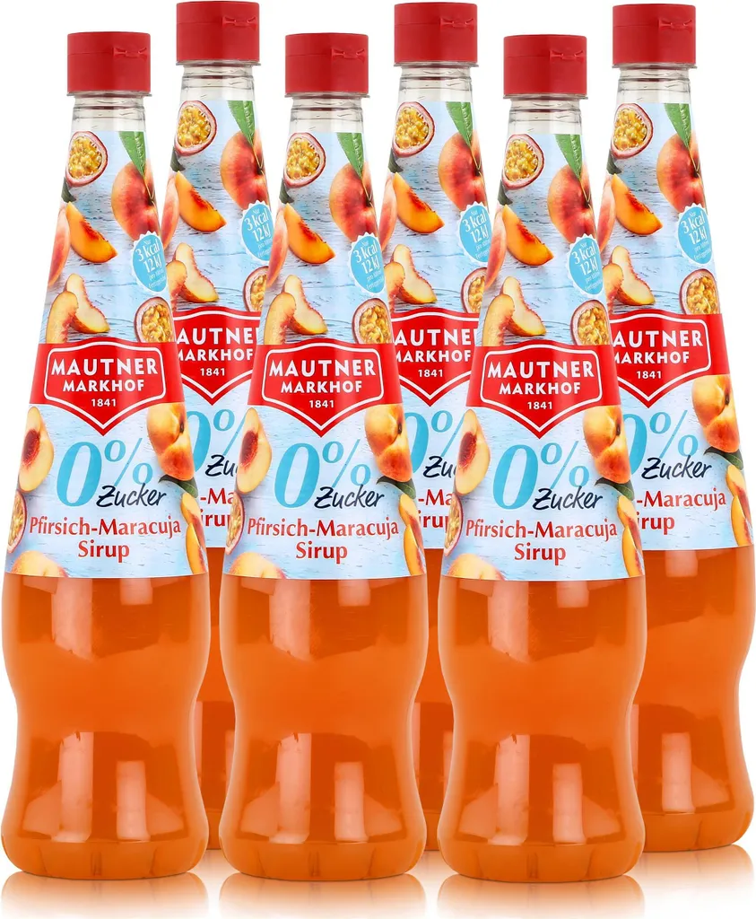 Mautner Getränkesirup Pfirsich-Maracuja 0% Zucker 0,7L - Softdrink (6er Pack)