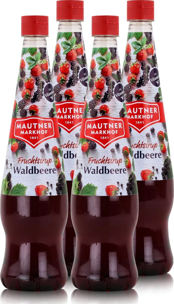 Mautner Getränkesirup Waldbeere 0,7L - Softdrink, Cocktails (4er Pack)