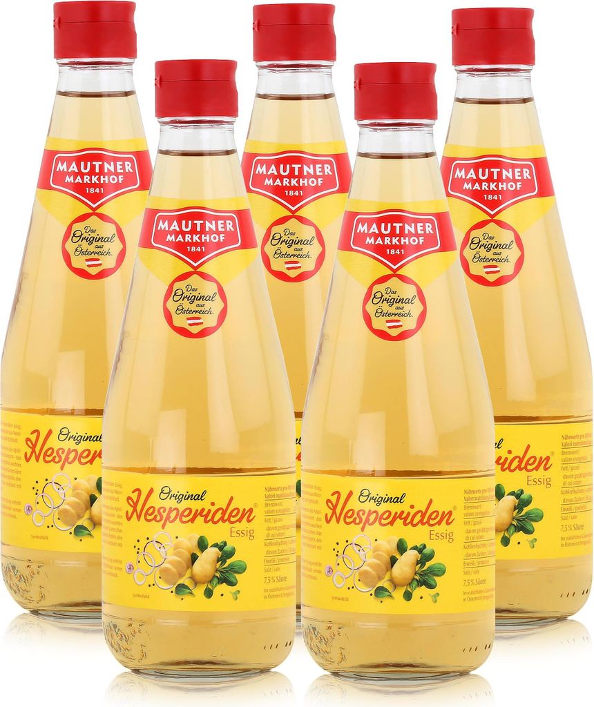 Mautner Hesperiden Vinegar 0.5L - Spirit Vinegar, Wine Vinegar & Apple Juice (5-pack)