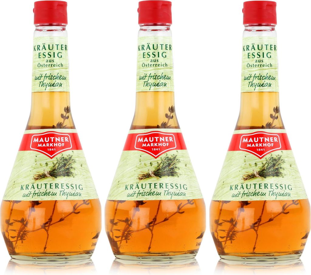 Mautner herbal vinegar with fresh thyme 0.5L - vinegar from Austria (pack of 3)