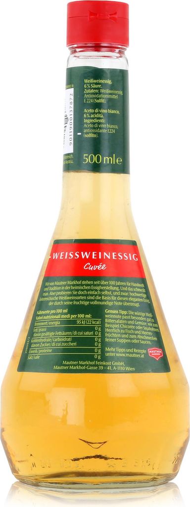 Mautner White Wine Vinegar Cuvée 0.5L - Vinegar from Austria (1 pack)
