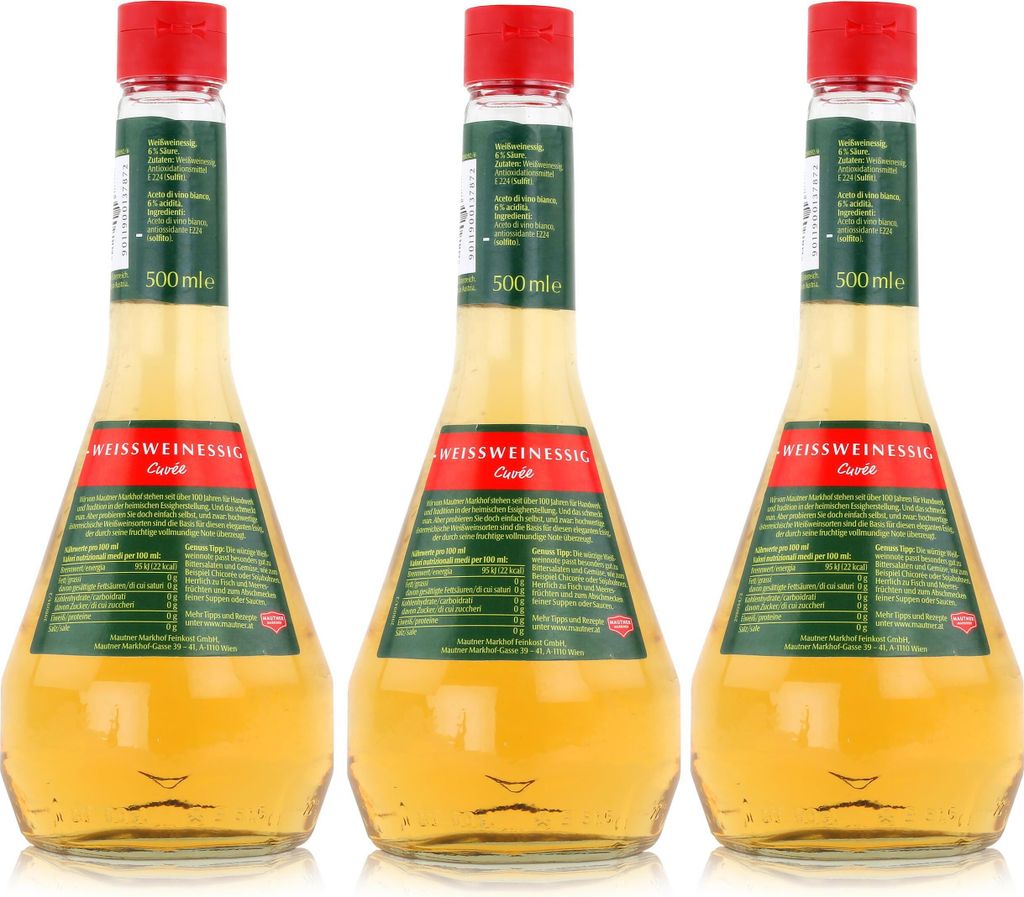 Mautner White Wine Vinegar Cuvée 0.5L - Vinegar from Austria (3-pack)