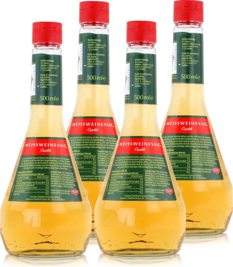 Mautner White Wine Vinegar Cuvée 0.5L - Vinegar from Austria (4-pack)