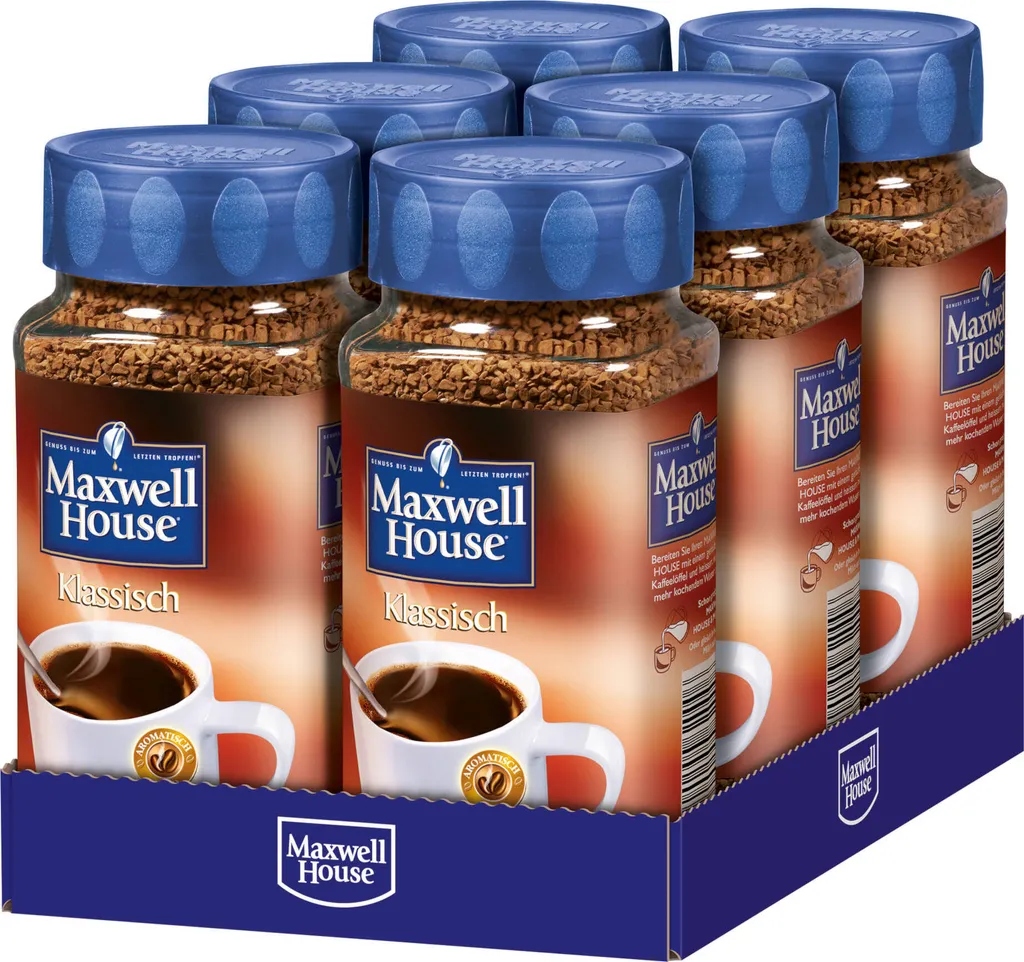MAXWELL HOUSE Klassisch 6 x 200 g Gläser löslicher Kaffee Instantkaffee