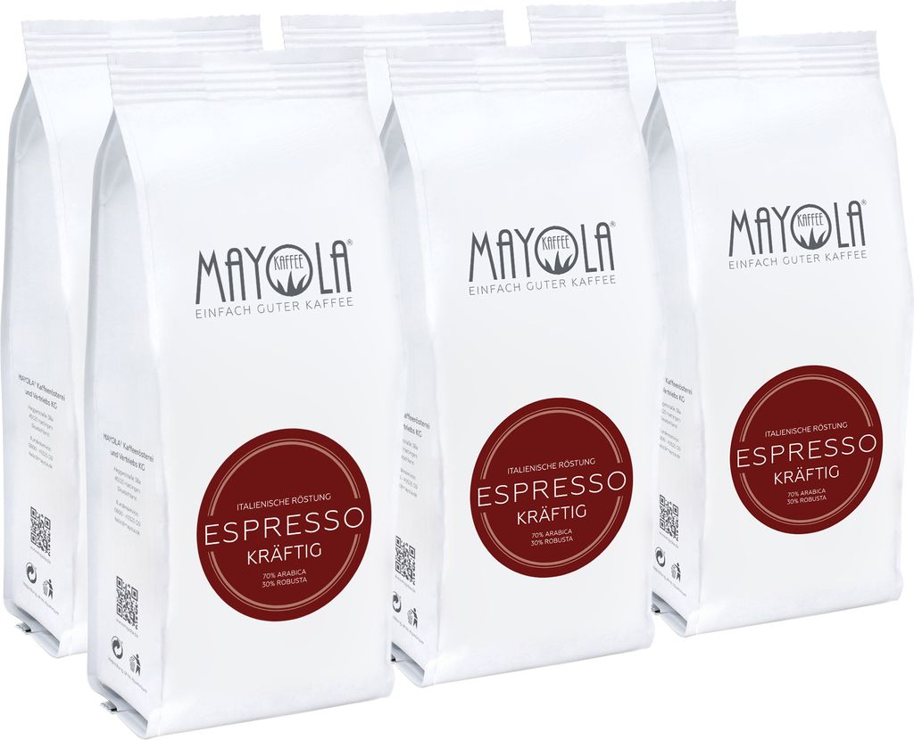 MAYOLA Espresso Strong, 6x250g | whole bean | fairly & sustainably produced | slow roast