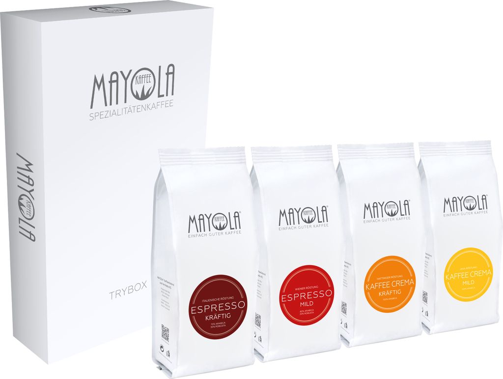MAYOLA TryBox 4x250g | Espresso & Coffee Crema | Whole bean | Fair & sustainably produced | Slow roasting