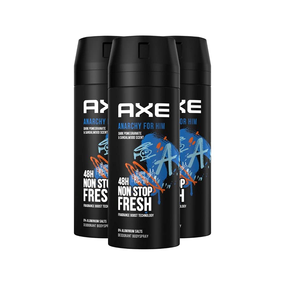 Axe Deospray Anarchy for Him without aluminum salts, 150 ml, 3-pack (3 x 150 ml)