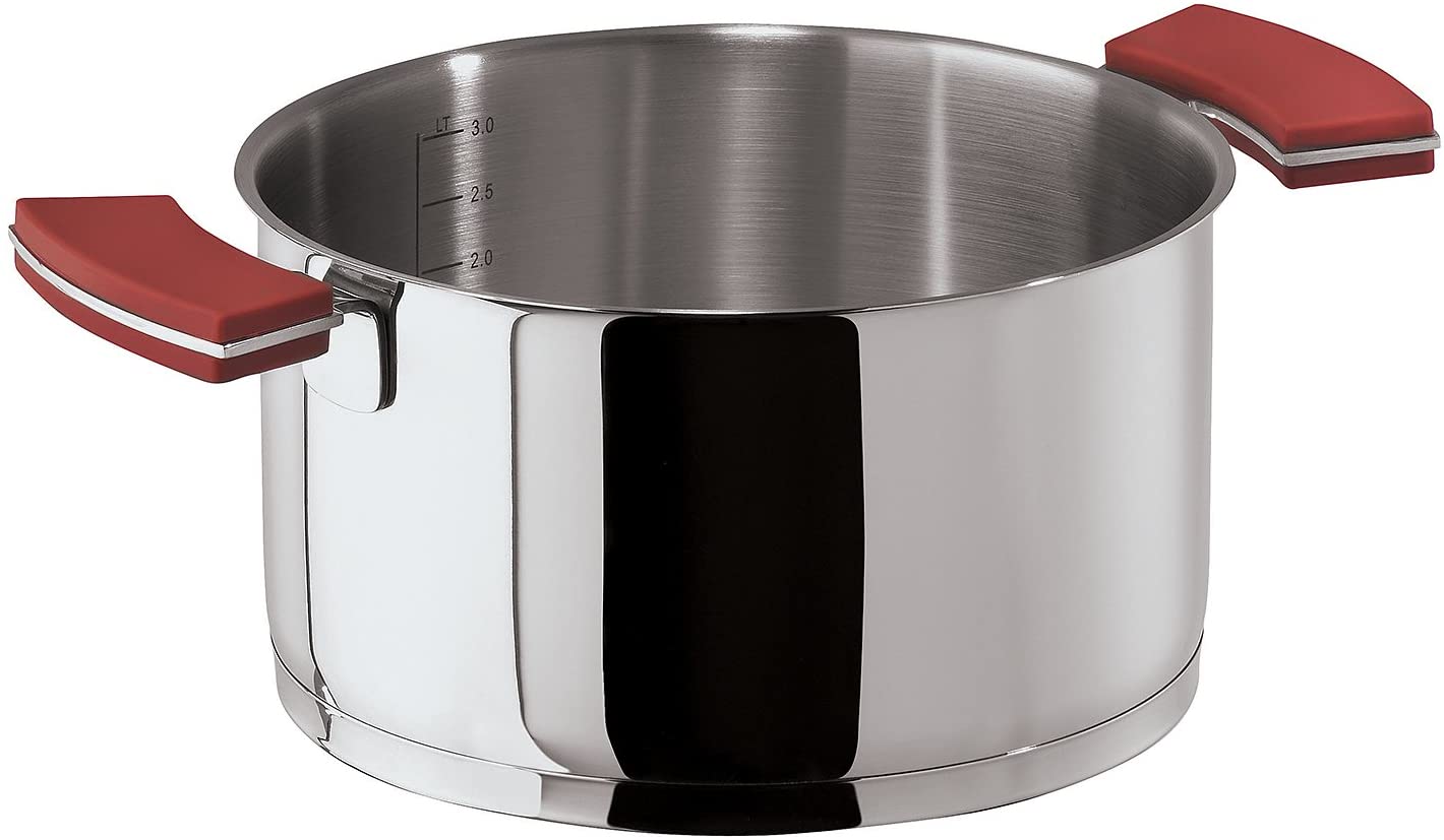 Sambonet Meat Pot 20 cm Stainless Steel 12 O \'Clock/Silicone Red