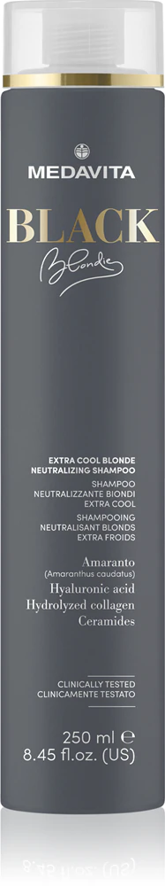 Medavita Black Blondie Extra Cool Blonde Shampoo to neutralize yellow tones in the hair