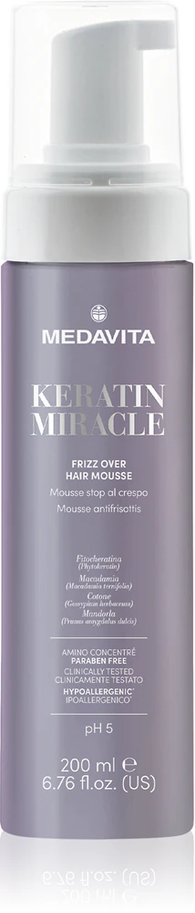 Medavita Keratin Miracle Frizz Over Hair Mousse Styling Foam for the hair