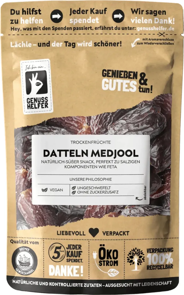 Medjool Dates, dried, whole, dried fruits with no added sugar & unsulfured, 5 x 200g