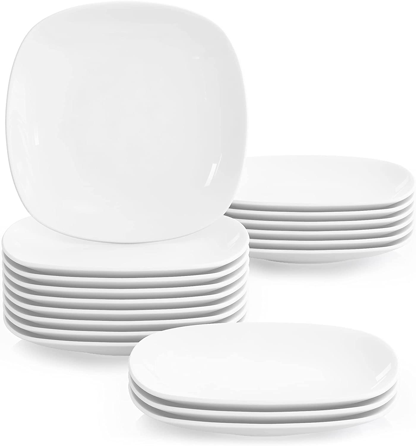 \'Set of 18 Malacasa Series Elisa, 7.5 Porcelain Dessert Plates 19X19X2 CM Cake Cream Dinner Tableware for 18 People
