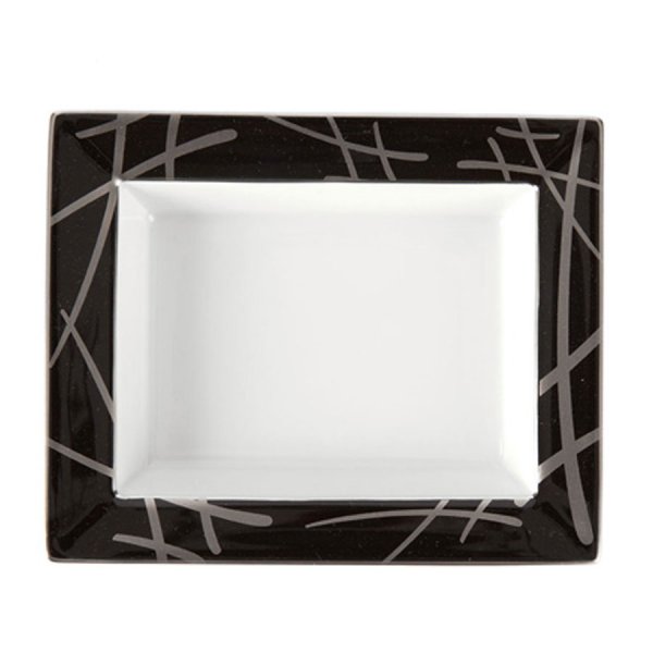 Meissen Vide-Poche Storage Tray Stylized Hallmarks Black Platinum (12.3x10cm)
