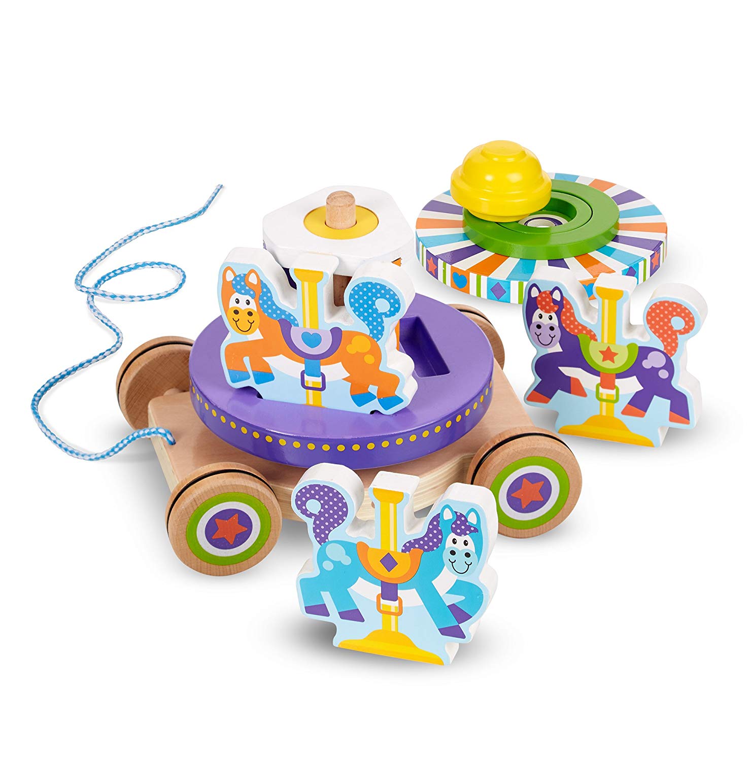 Melissa & Doug 13616 Spinning Carousel Pull Toy With Removable Pieces Class