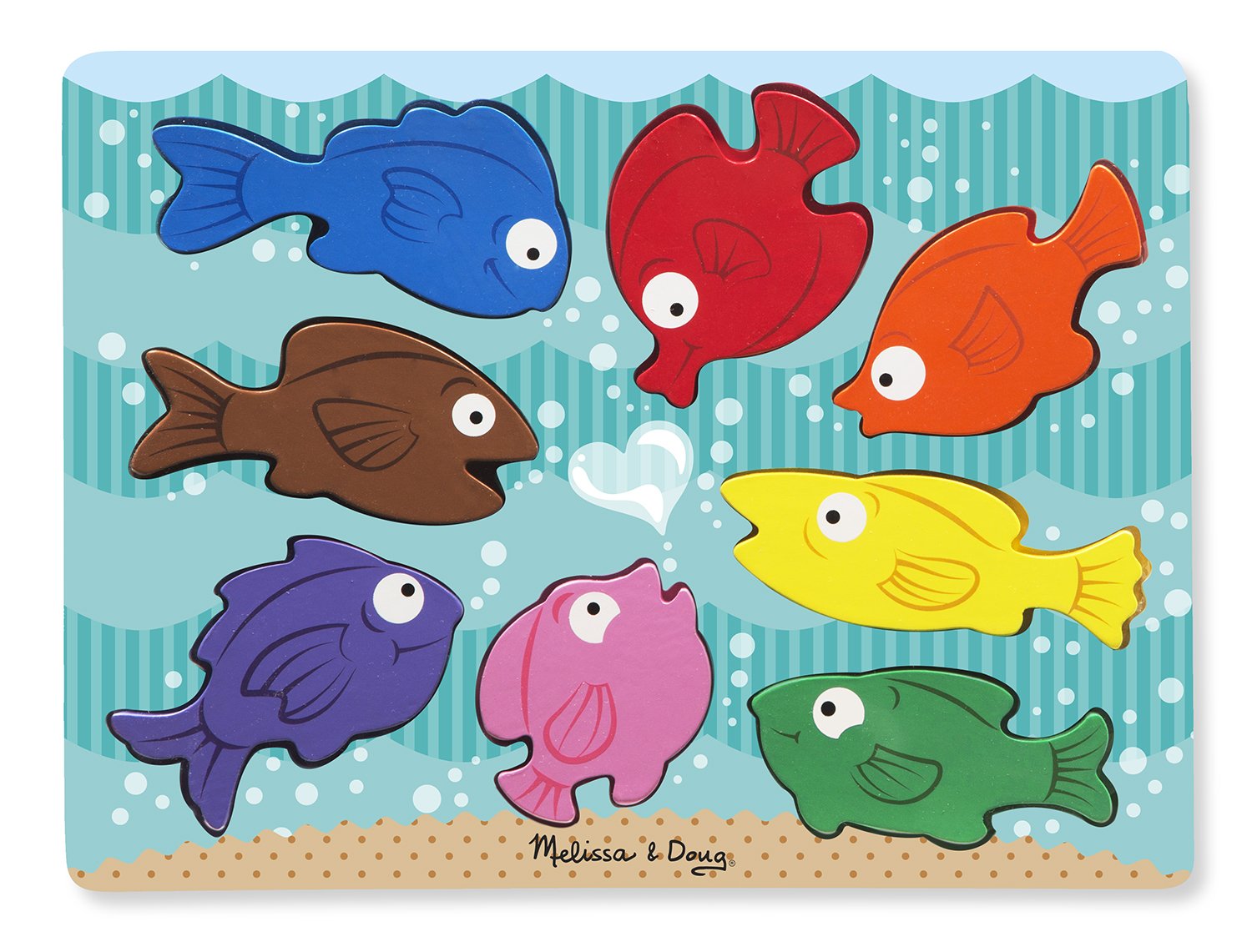 Melissa & Doug 19003 – Massigen Wood Puzzle Colourful Fish, 8 Pieces