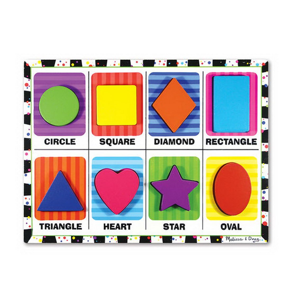 Melissa & Doug My First Frame Puzzle Wooden Shapes (English), 8 Pieces, Mul