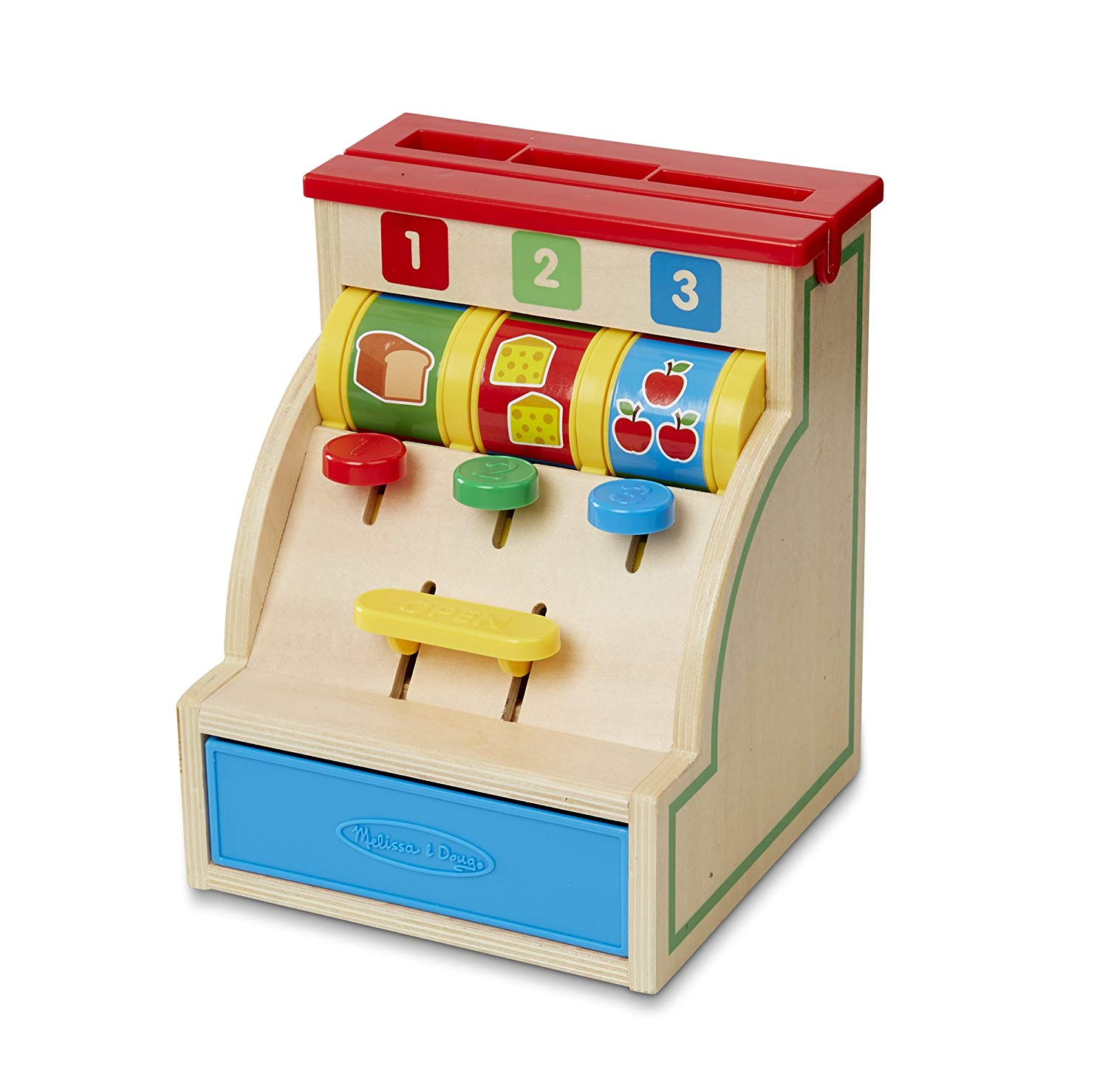 Melissa & Doug Wooden 13378 Cash Register With 3 Game Coin And Credit Card/