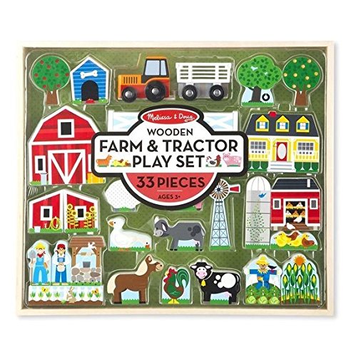 Melissa & Doug Wooden 14800 Farm And Tractor Play Set, 33 Pieces