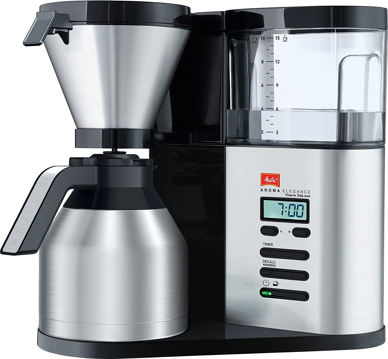 Melitta 1012-06 AromaElegance Therm DeLuxe filter coffee machine, black / stainless steel
