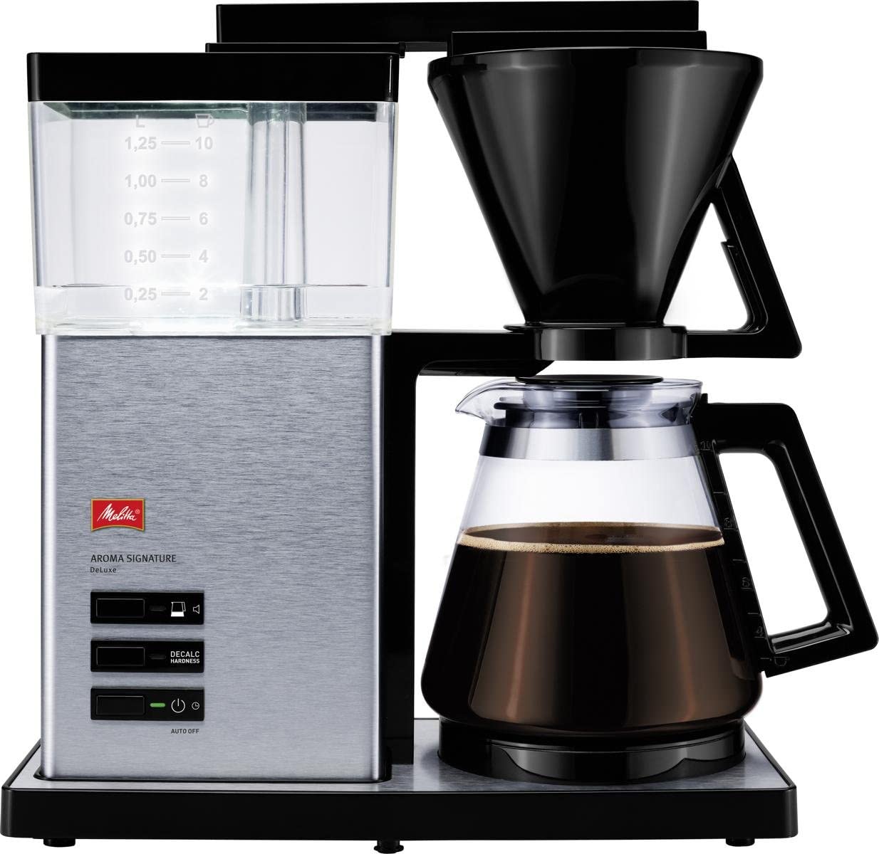Melitta 100702 Aroma Signature De Luxe Kaffeefiltermaschine-Aromaschalter / Stainless Steel chrom - Edelstahl hochglanz