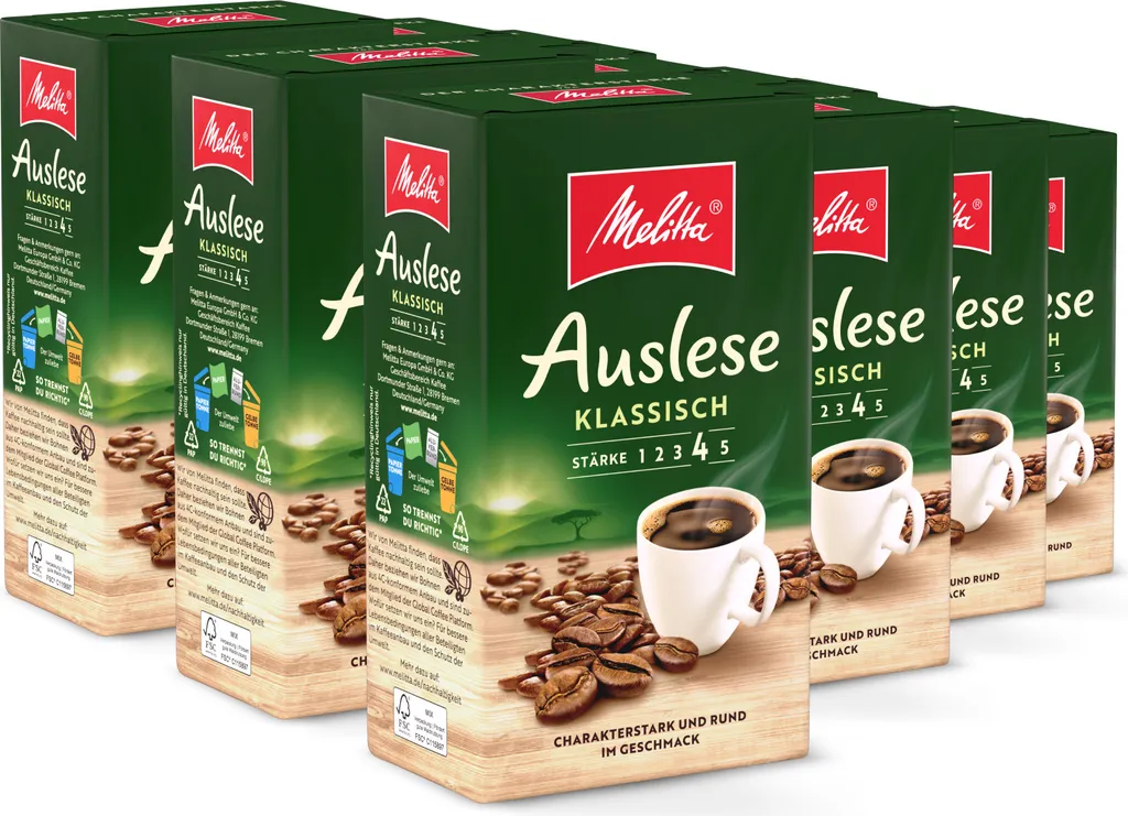 Melitta Auslese ground filter coffee, for filter coffee machines, in a set