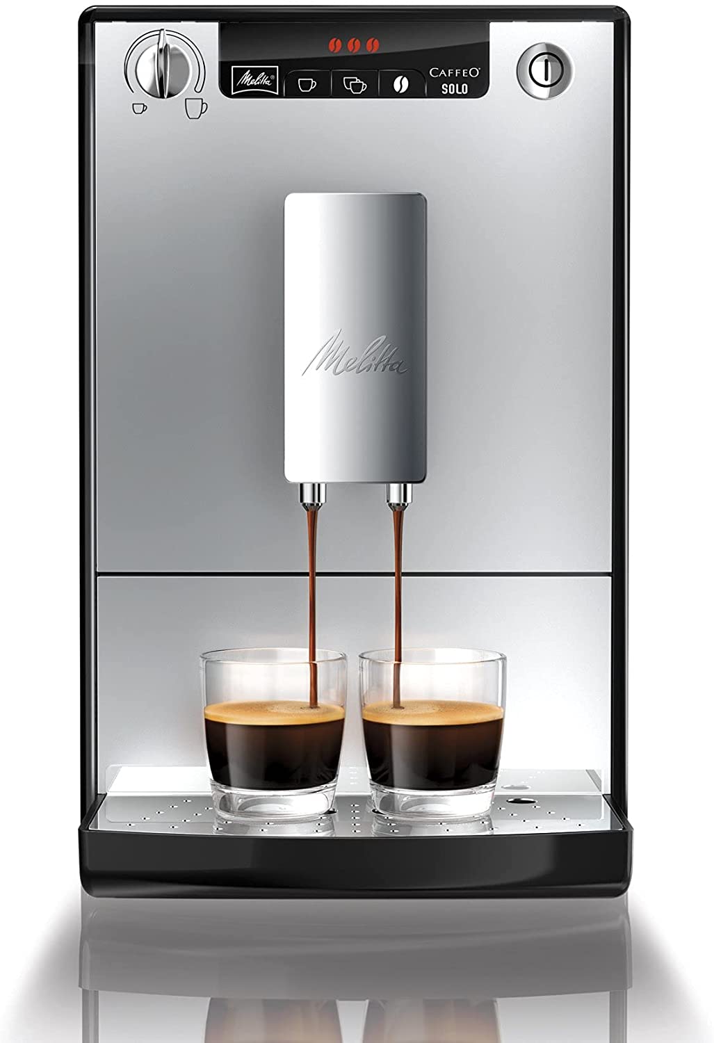 Melitta Caffeo Solo E950 slim fully automatic coffee machine with pre-brewing function 15 bar LED display height-adjustable coffee spout removable brewing unit