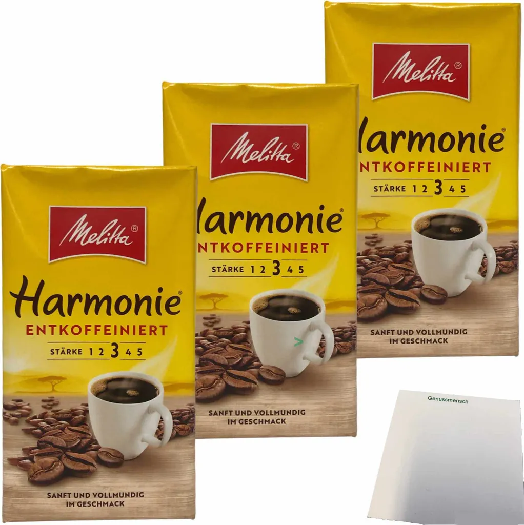 Melitta Coffee Harmonie decaffeinated ground strength 3 3-pack (3x500g pack) + usy block