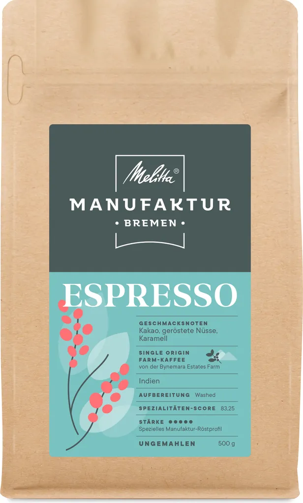 MELITTA Manufaktur-Kaffee Spezialitaten Espresso Whole Bean 500 g Single Origin