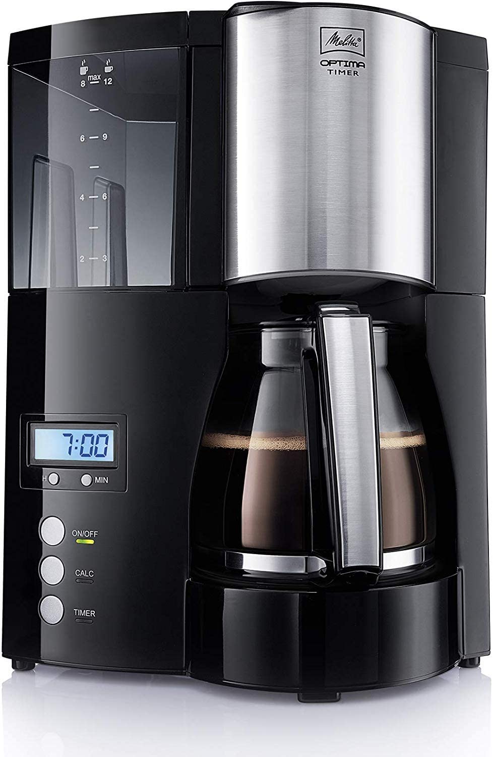 Melitta Optima Timer 100801 Coffee Filter Machine, Black and Stainless Steel