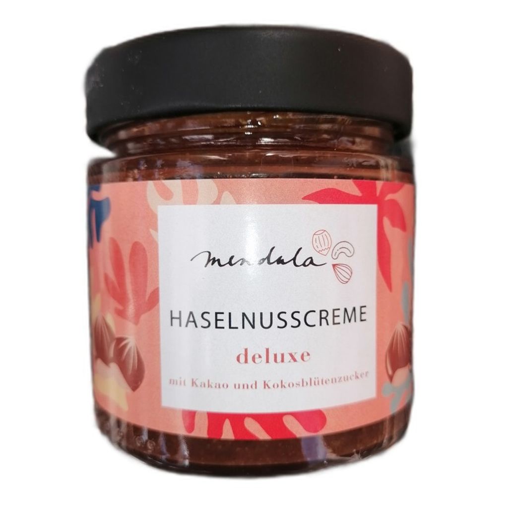 Mendula Deluxe Haselnusscreme (78% Haselnüsse) mit Kakao und Kokosblütenzucker 180g