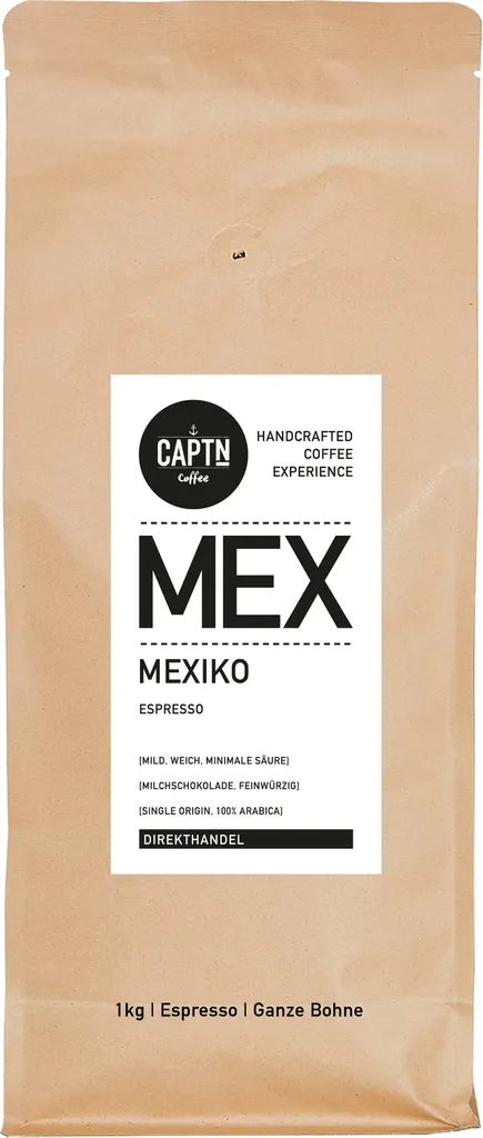 MEXICO Espresso Whole Bean | Mild, Minimal Acidity, Hazelnut, Delicately Spicy | 1000g | Specialty Coffee from Direct Trade