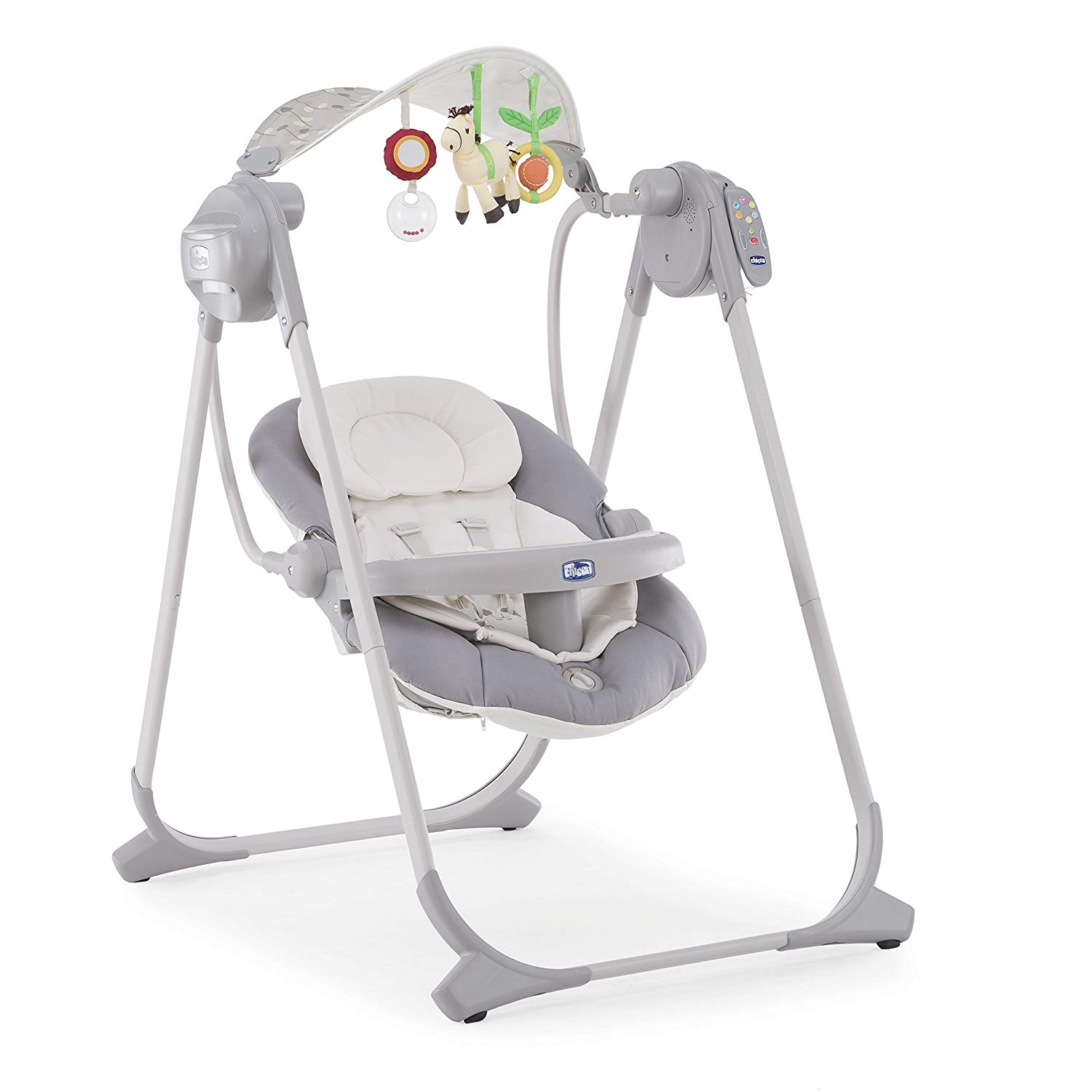 Chicco Polly Swing Up Electronic Baby Rocker from Birth to 9 kg, Adjustable Baby Swing and Automatic Rocker with Vibration, Music and Remote Control, with Compact Closure