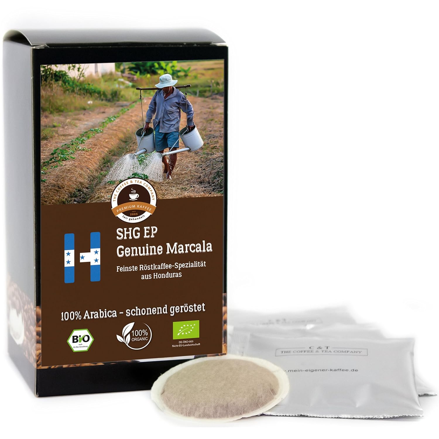 Coffee Globetrotter - Organic Honduras Genuine Marcala - 30 Premium Coffee Pods - for Senseo Coffee Machine - Top Coffee - Roasted Coffee from Organic Cultivation